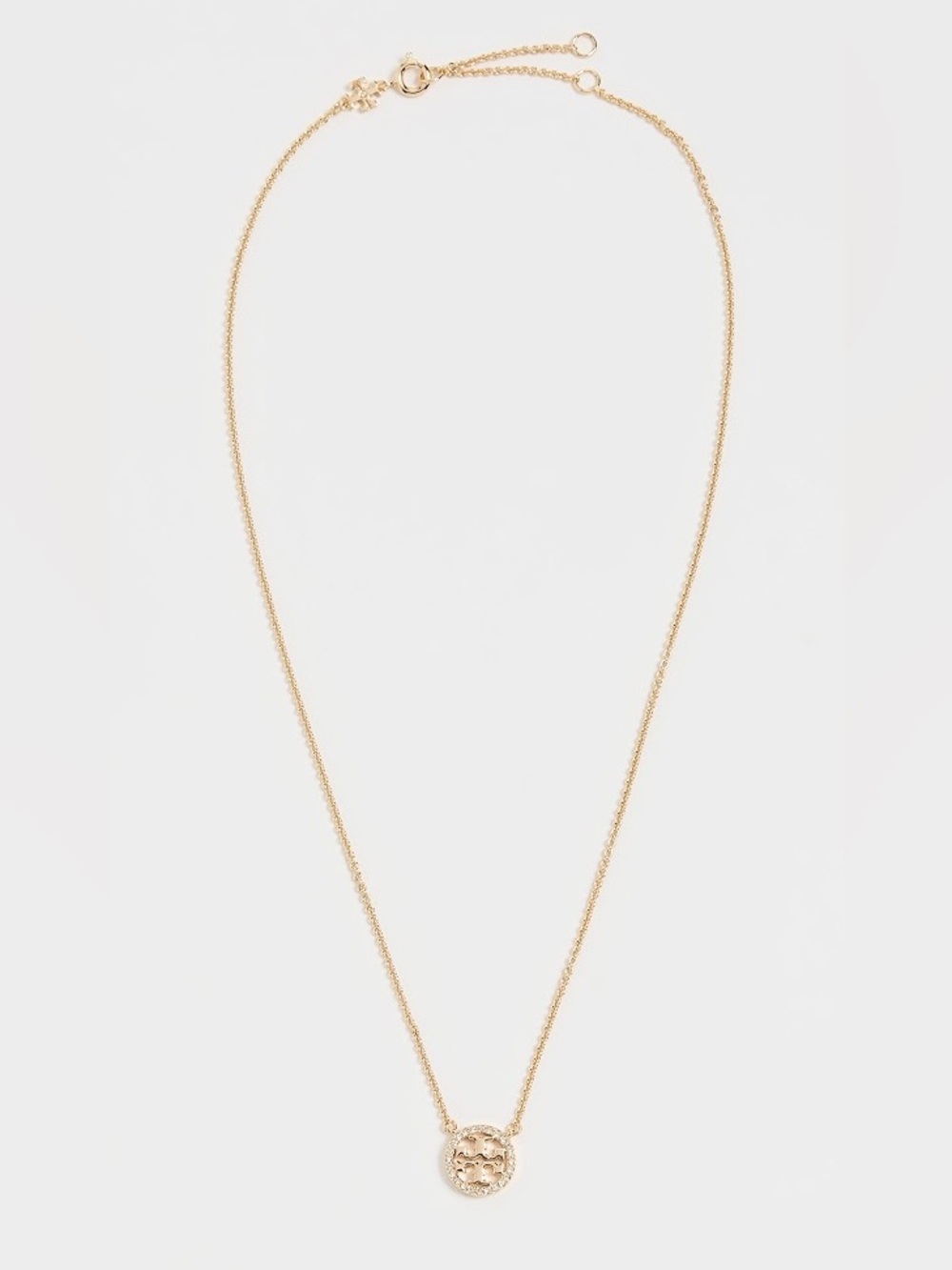 NWOT Tory Burch Crystal Logo Circle Necklace